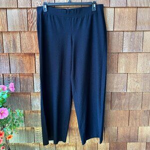 EUC Eileen Fisher Black Lightweight Crepe Knit Elastic Waist Pants - Large